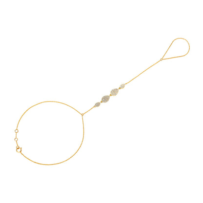 Solid Gold 0.4ct Natural Diamond Pear Tear Drop Ring Bracelet Hand Chain