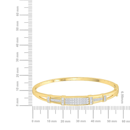 Solid Gold 1.66ct Natural Diamond Princess 3 Bar Rectangle Bracelet