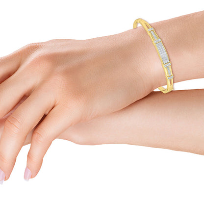 Solid Gold 1.66ct Natural Diamond Princess 3 Bar Rectangle Bracelet