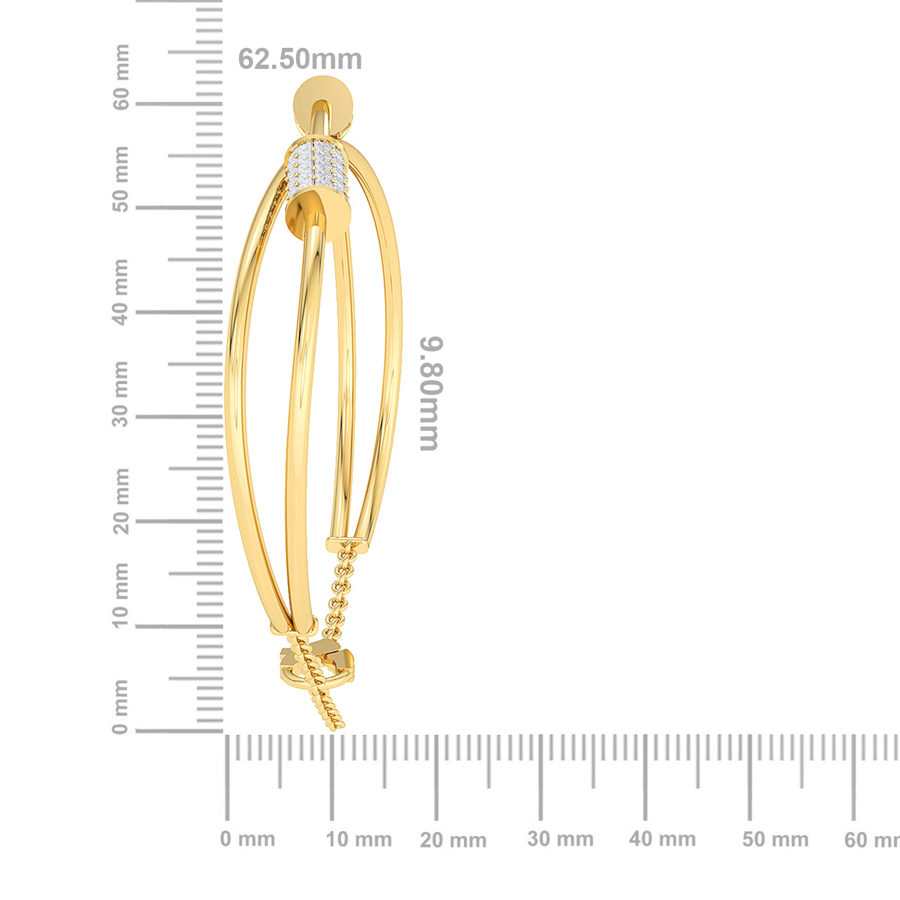 Solid Gold 1.26ct Natural Diamond Twisted Cuff Bangle Bracelet