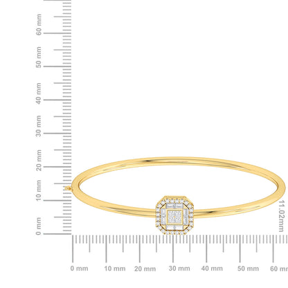 Solid Gold 0.5ct Natural Diamond Buguette Princess Bangle Bracelet