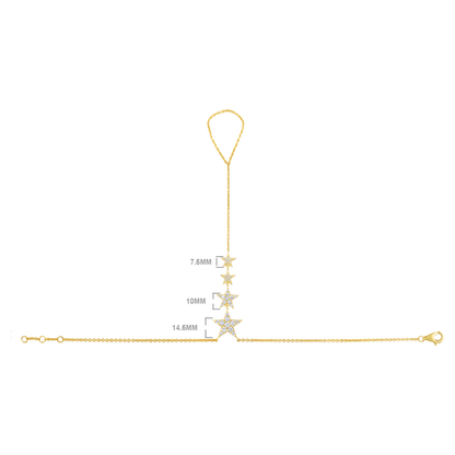 Solid Gold 0.82ct Natural Diamond 5 Star Charm Ring Bracelet Hand Chain