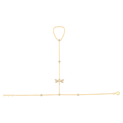 Solid Gold 0.4ct Natural Diamond Dragon Butter Fly ByYard Ring Bracelet Hand Chain