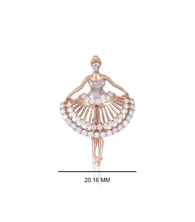 Solid Gold 0.5ct Natural Diamond Ballet Dancer Charm Pendant Only