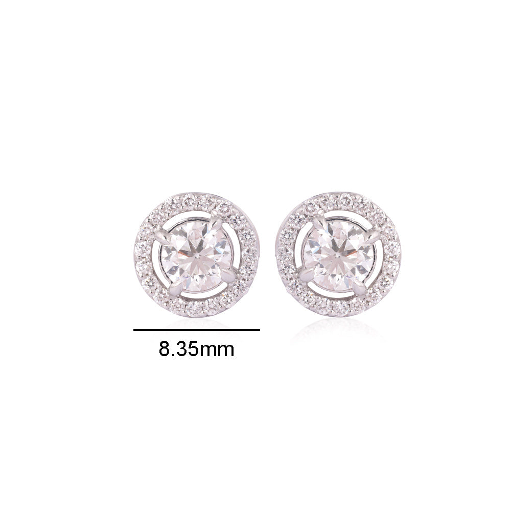 Solid Gold 1.1ct Natural Diamond Halo Solitaire Stud Earrings