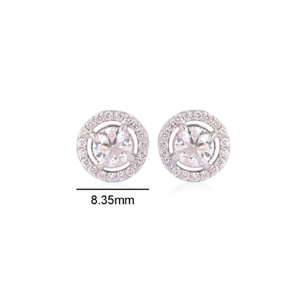 Solid Gold 1.1ct Natural Diamond Halo Solitaire Stud Earrings