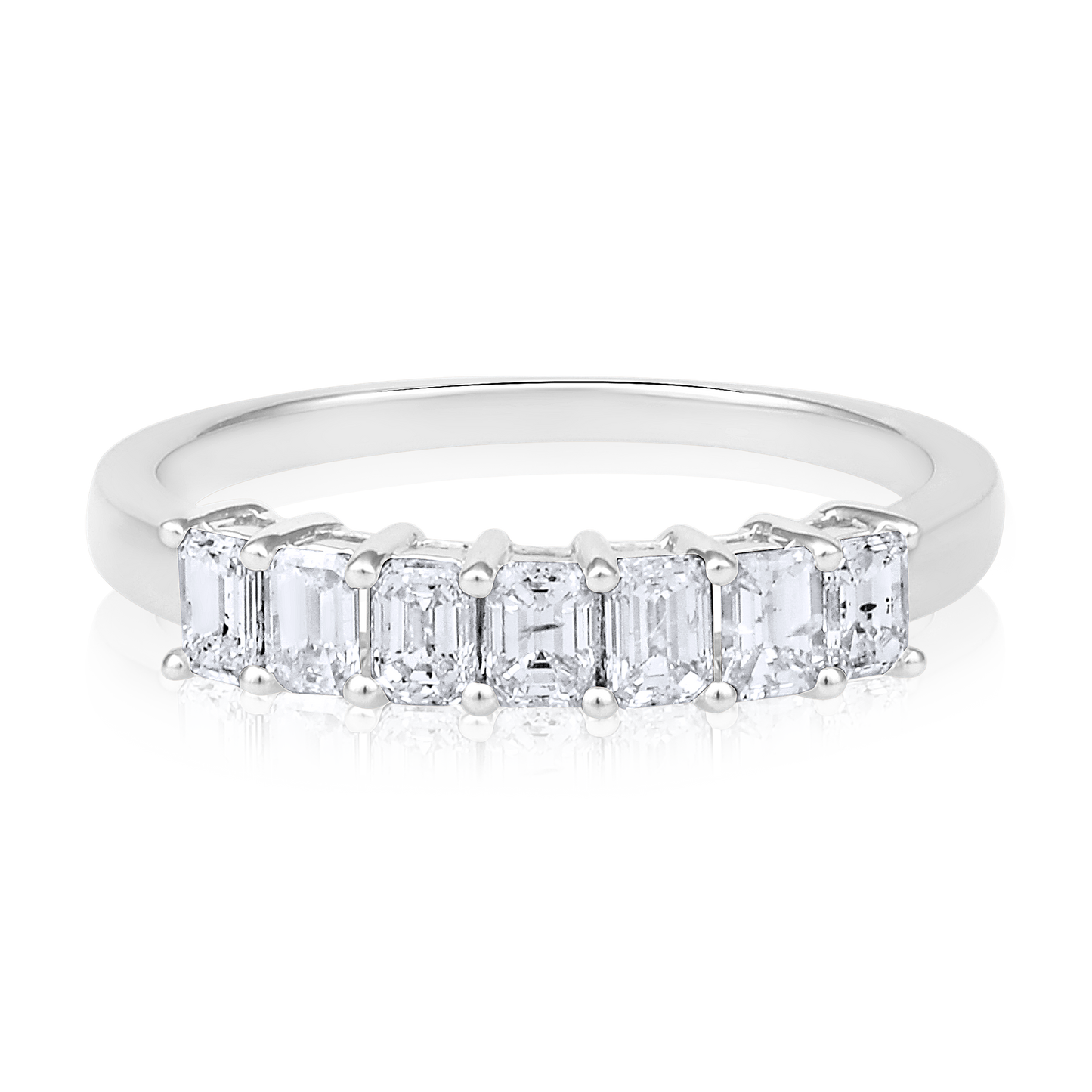 Solid Gold 0.83ct Natural Diamond Emerald Eternity Band Ring