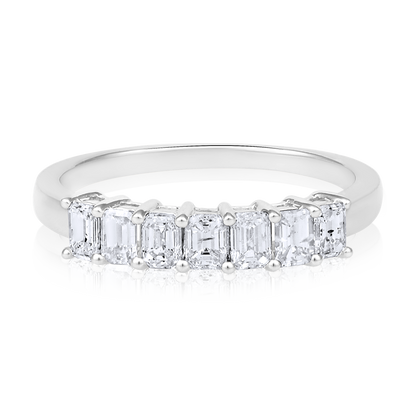 Solid Gold 0.83ct Natural Diamond Emerald Eternity Band Ring