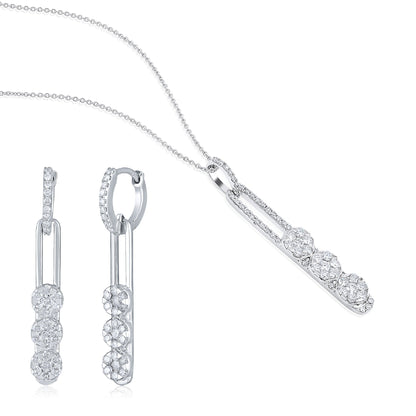 2.8ct Natural Diamonds Solid Gold Y Necklace Long Earrings Set