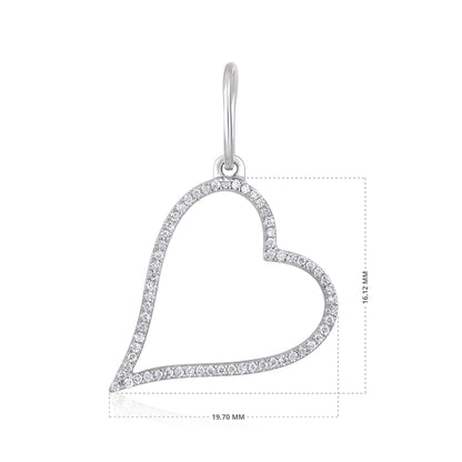 Solid Gold 0.13ct Natural Diamond Halo Heart Horizontal Pendant