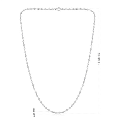 Solid Gold 1.7ct Natural Diamond 3mm Bezel Chain By Yard Rope Necklace