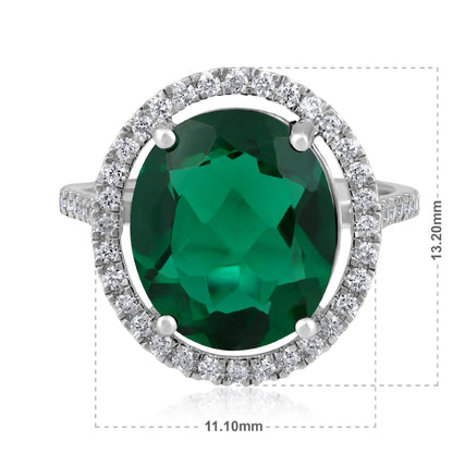 Solid Gold 5.3ct Natural Diamond w/ Emerald Oval Halo Ring