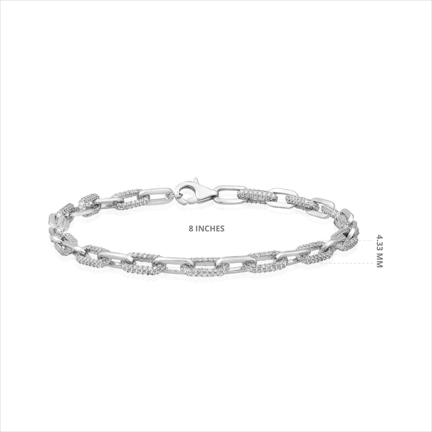 Solid Gold 2.2ct Natural Diamond 4.33mm Cuban Link Chain Bracelet