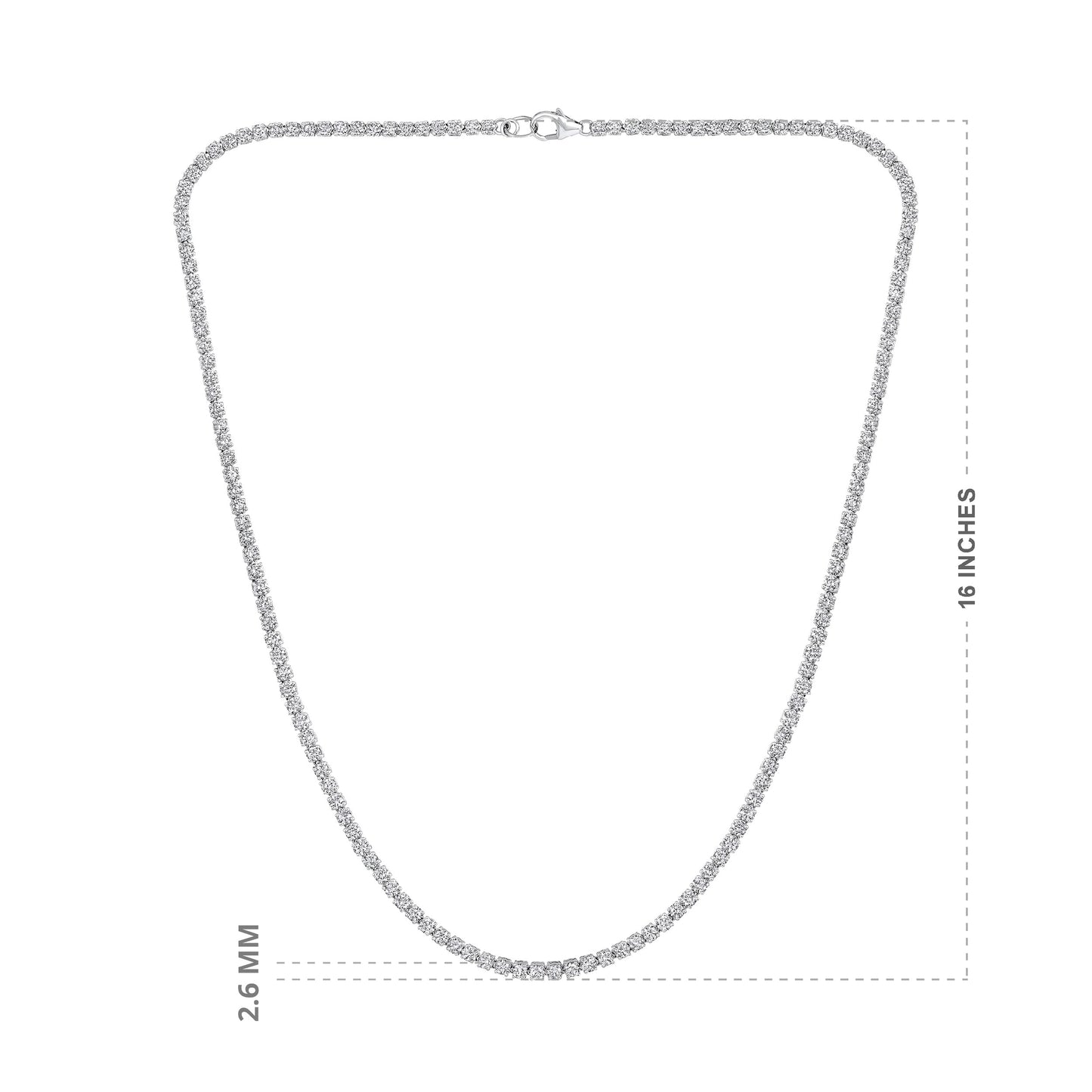 Solid Gold 6.1ct Natural Diamond 2.6mm 4 Prong Tennis Necklace