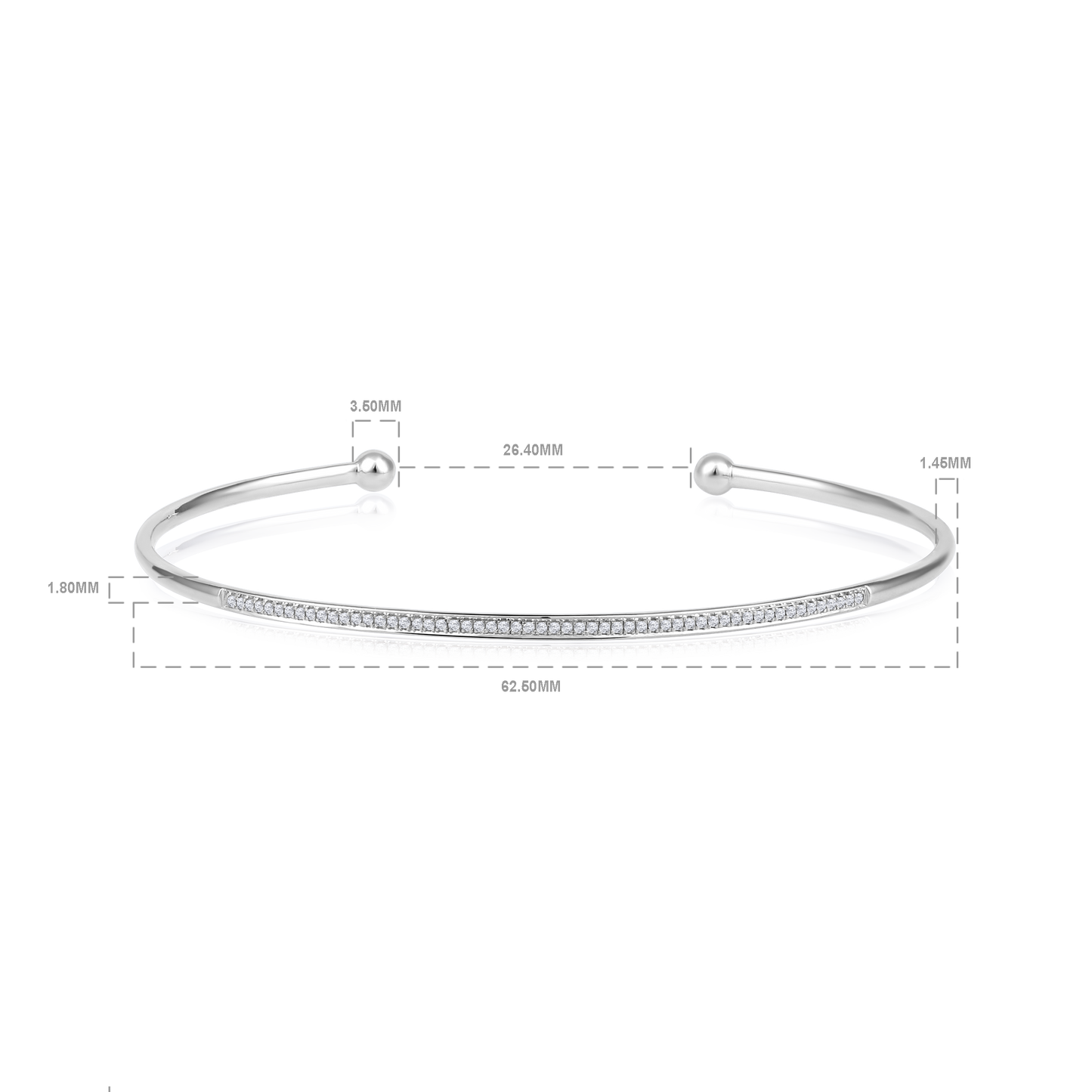 Solid Gold 0.11ct Natural Diamond Flex Thin Cuff Bangle Bracelet