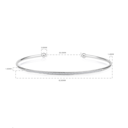 Solid Gold 0.11ct Natural Diamond Flex Thin Cuff Bangle Bracelet