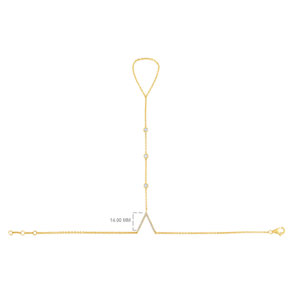Solid Gold 0.3ct Natural Diamond By-Yard V Y Ring Bracelet Hand Chain