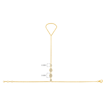 Solid Gold 0.4ct Natural Diamond Pear Tear Drop Ring Bracelet Hand Chain