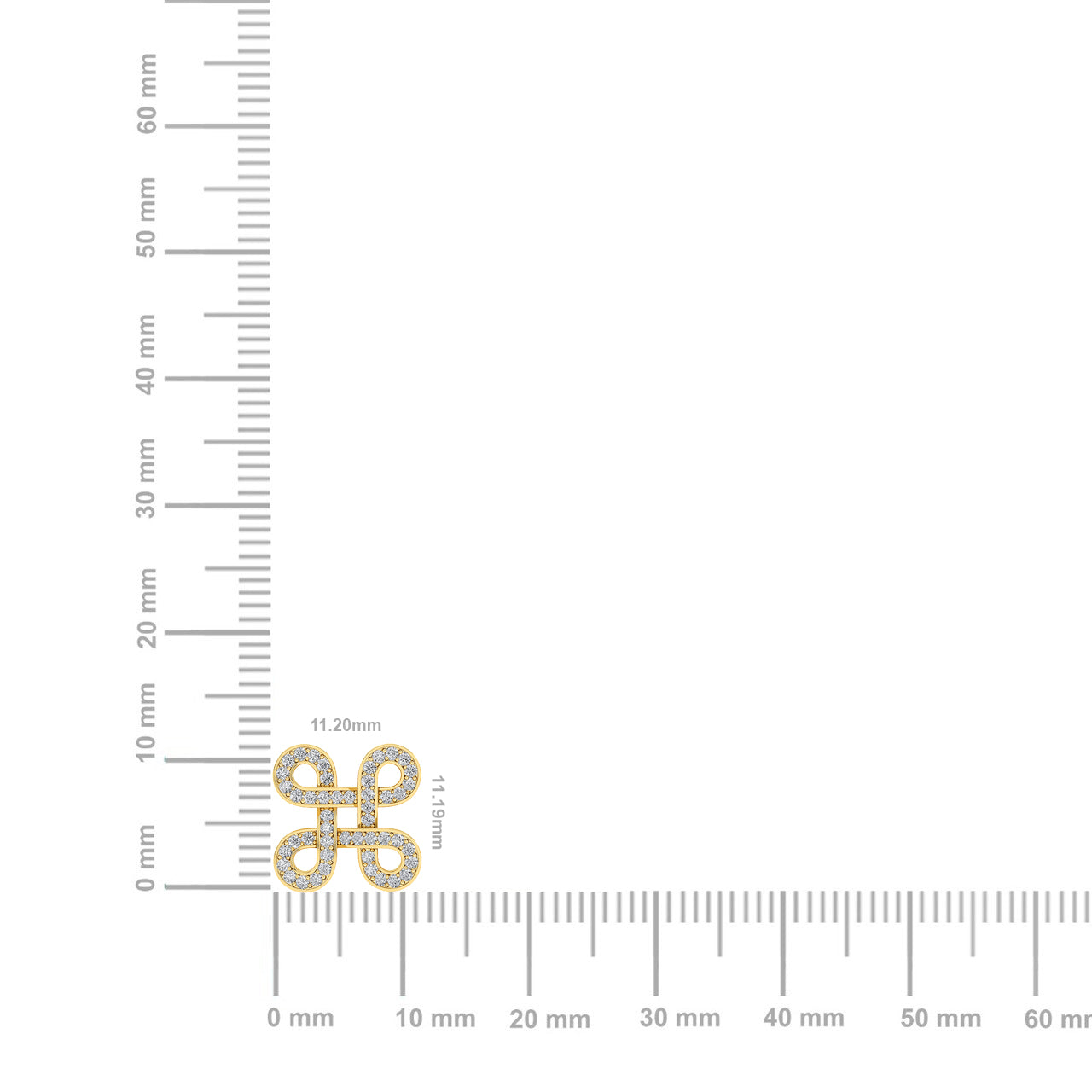 Solid Gold 0.4ct Natural Diamond Hash Charm Stud Earrings