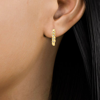 Solid Gold 0.06ct Natural Diamond Twisted Hopp Huggie Earrings