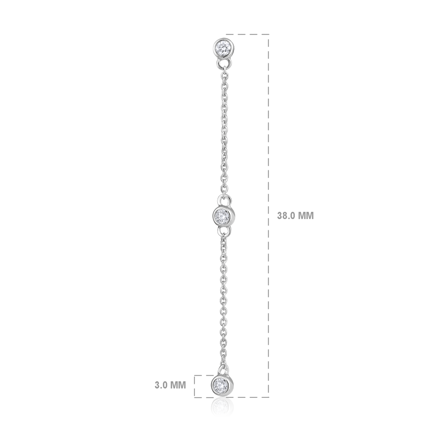 Solid Gold 0.2ct Natural Diamond By Yard Chain Station Drop Earrings
