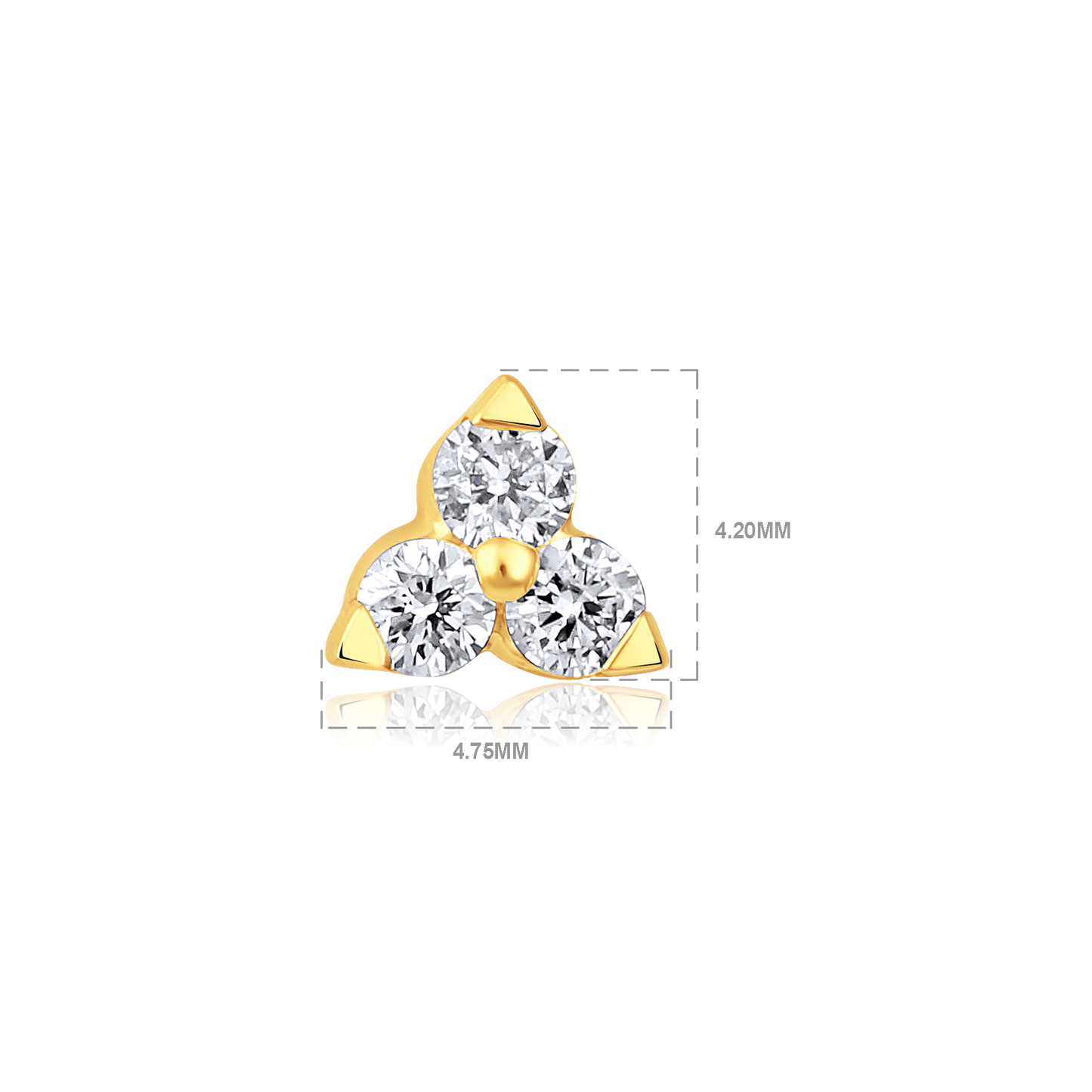 Solid Gold 0.2ct Natural Diamond Trio Multi Pierce Stud Earrings