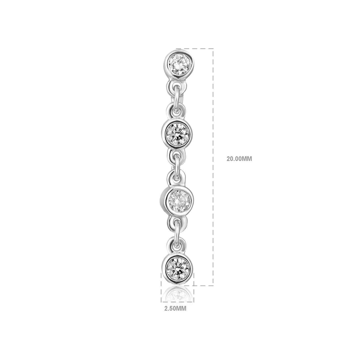 Solid Gold 0.1ct Natural Diamond Chain Muti Pierce Drop Stud Earrings