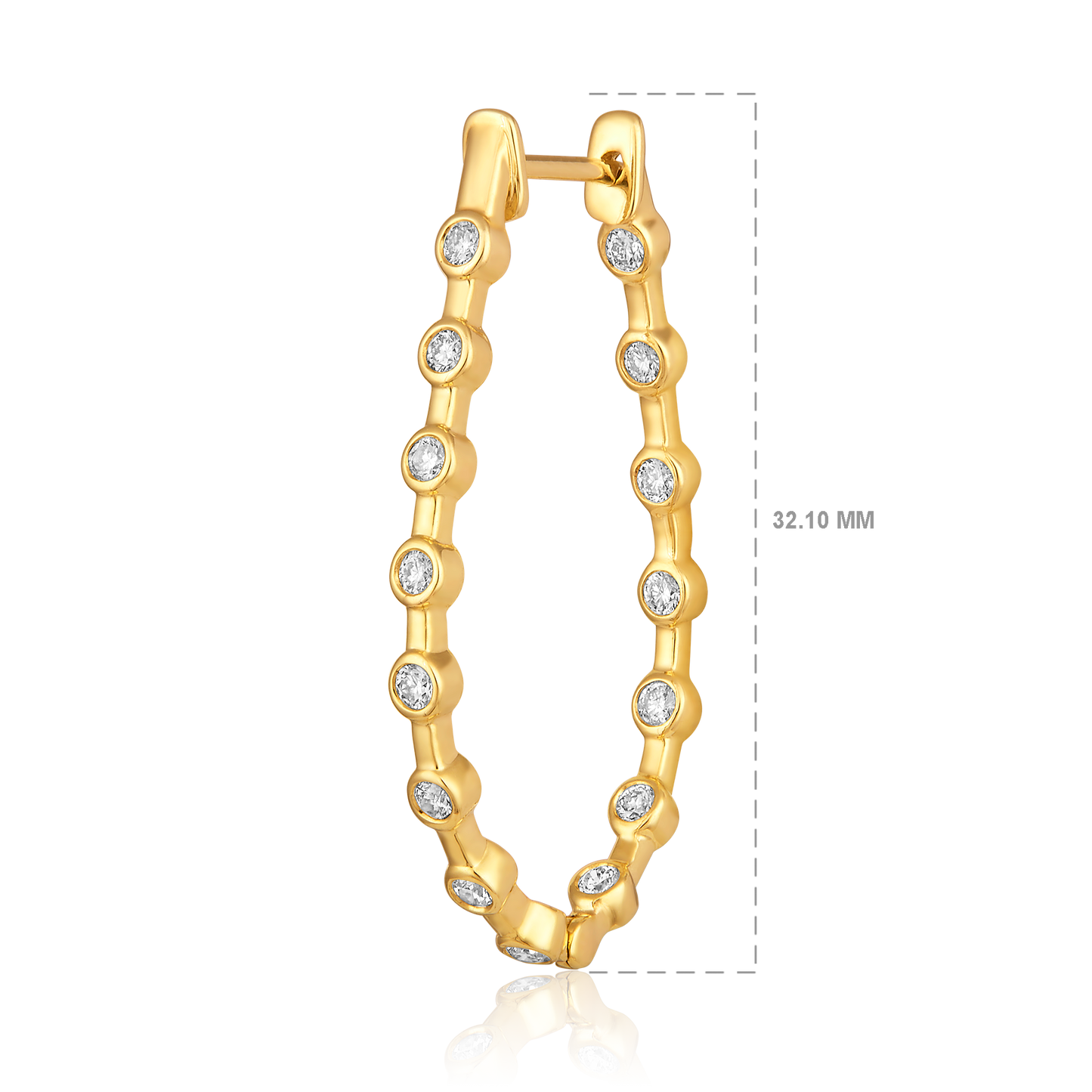Solid Gold 0.6ct Natural Diamond U Bezel Hoop Bead Earrings