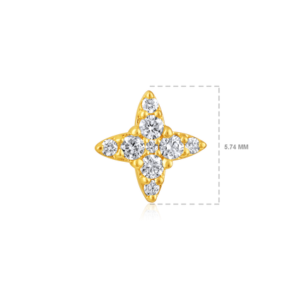 Solid Gold 0.2ct Natural Diamond Spark Floral Star Spike Stud Earrings