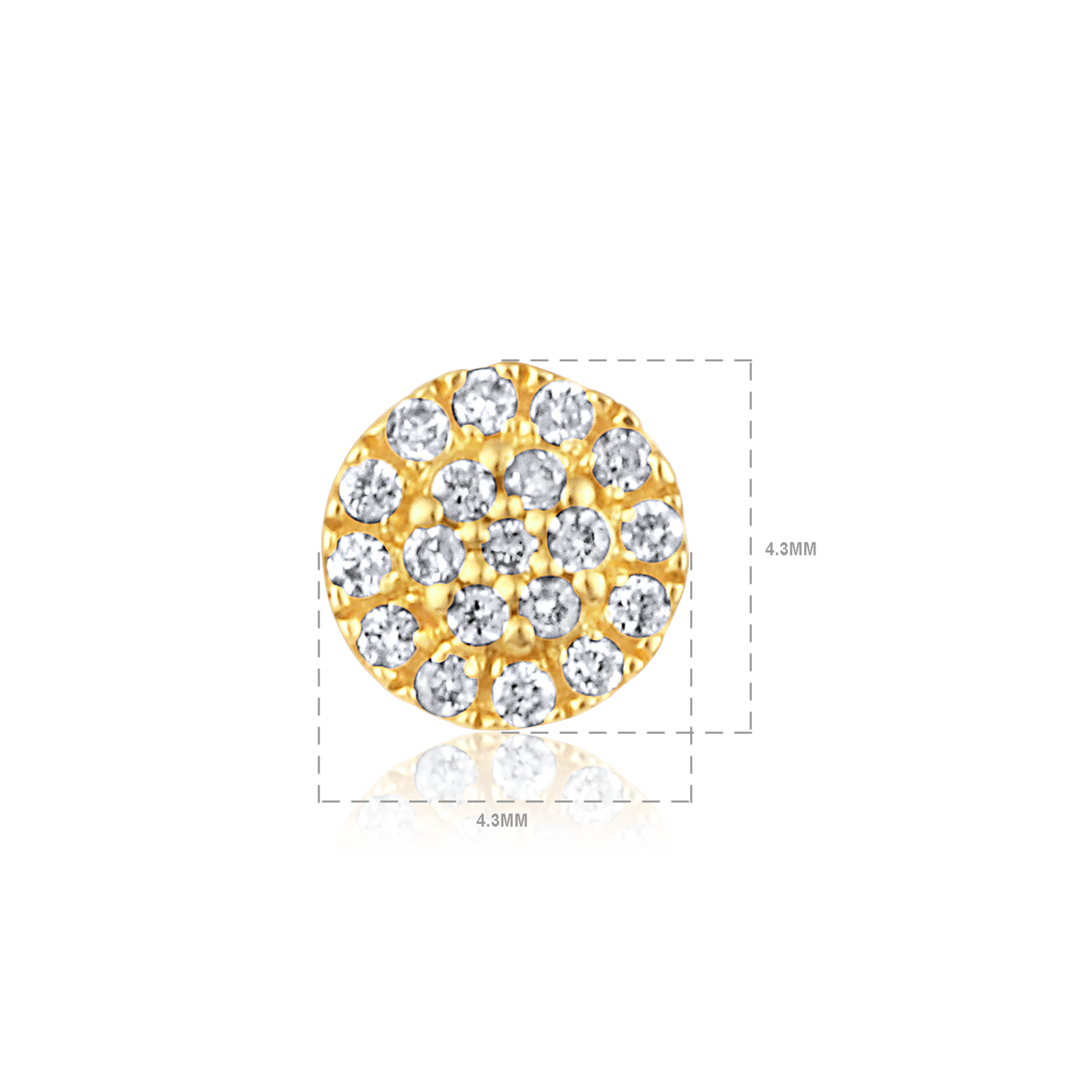 Solid Gold 0.1ct Natural Diamond Halo Round Studded Stud Earrings