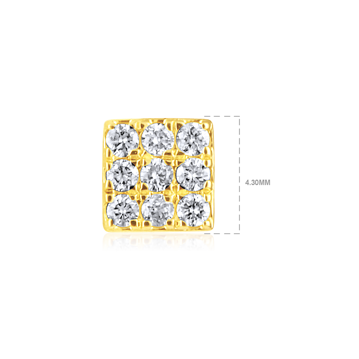 Solid Gold 0.14ct Natural Diamond Square Rhombus Studded Stud Earrings