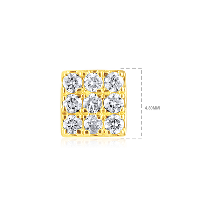 Solid Gold 0.14ct Natural Diamond Square Rhombus Studded Stud Earrings