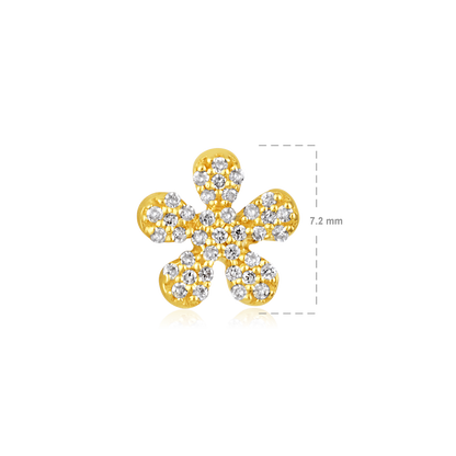 Solid Gold 0.11ct Natural Diamond Floral Studded Stud Earrings