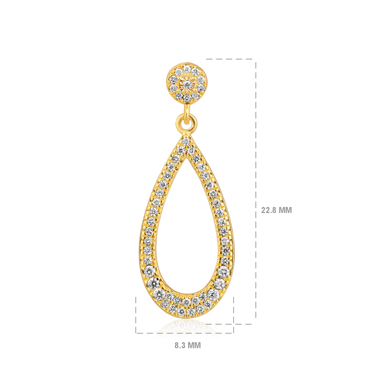 Solid Gold 0.23ct Natural Diamond Tear Pear Long Drop Dangle Earrings