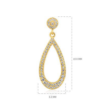 Solid Gold 0.23ct Natural Diamond Tear Pear Long Drop Dangle Earrings