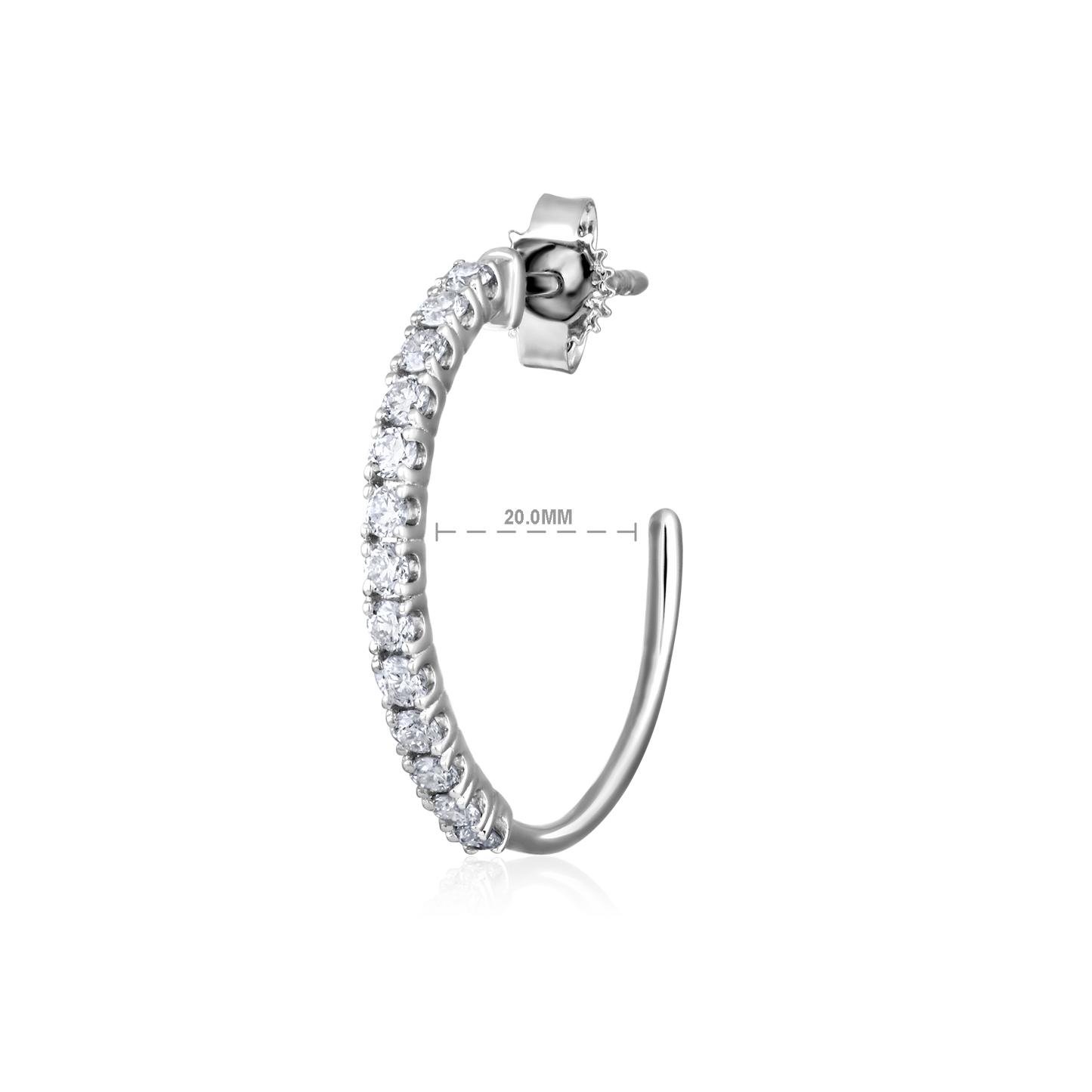 Solid Gold 0.5ct Natural Diamond C Shape Open Hoop Stud Earrings