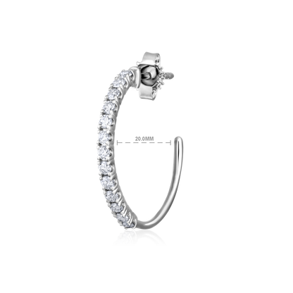 Solid Gold 0.5ct Natural Diamond C Shape Open Hoop Stud Earrings