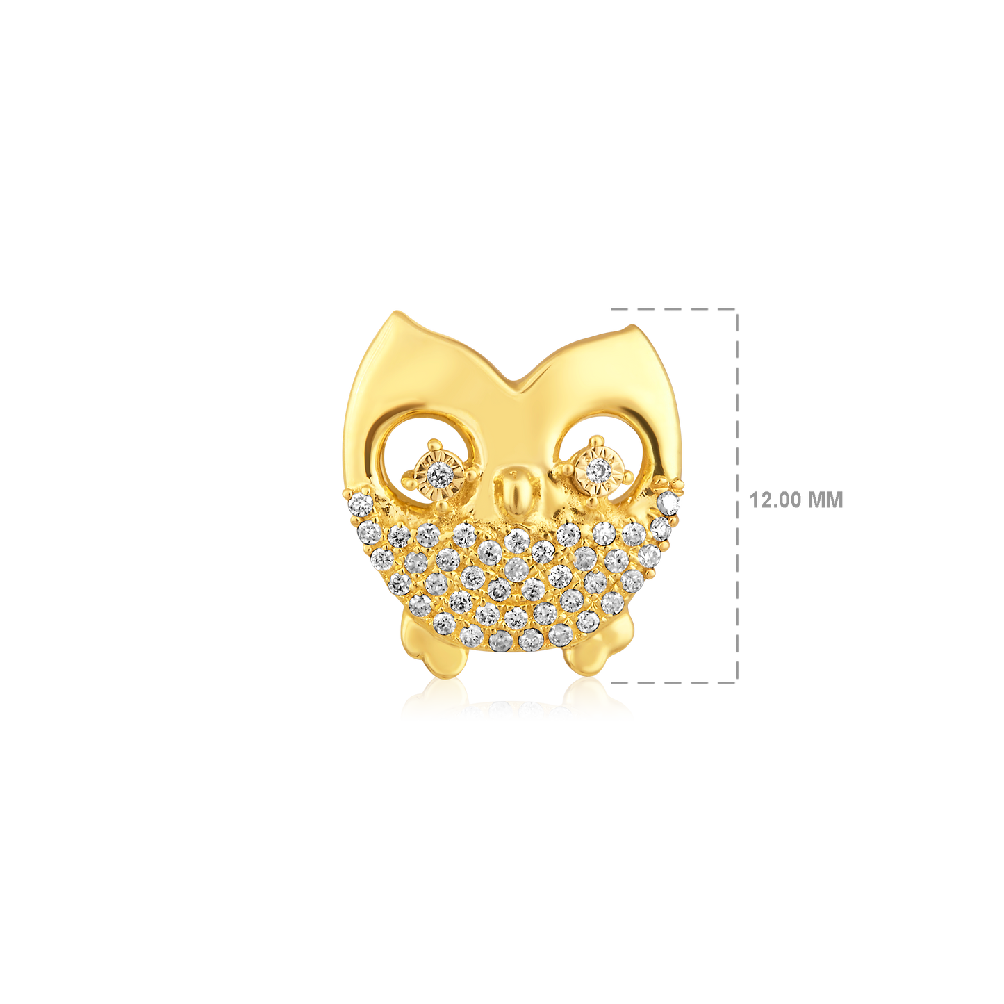 Solid Gold 0.2ct Natural Diamond Owl Stud Earrings