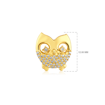 Solid Gold 0.2ct Natural Diamond Owl Stud Earrings