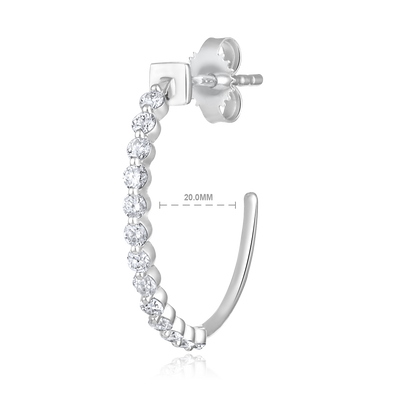 Solid Gold 0.5ct Natural Diamond Open Bead Hoop Stud Earrings