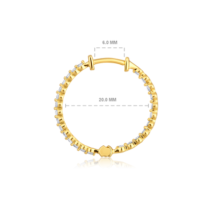 Solid Gold 0.5ct Natural Diamond Inside Out Hoop Earrings