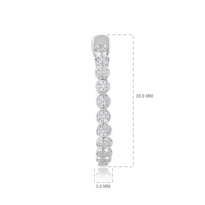 Solid Gold 0.3ct Natural Diamond Round Bezel Hoop Bead Earrings