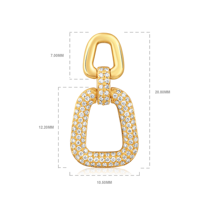 Solid Gold 0.4ct Natural Diamond Chain Link Cuban Dangle Drop Earrings