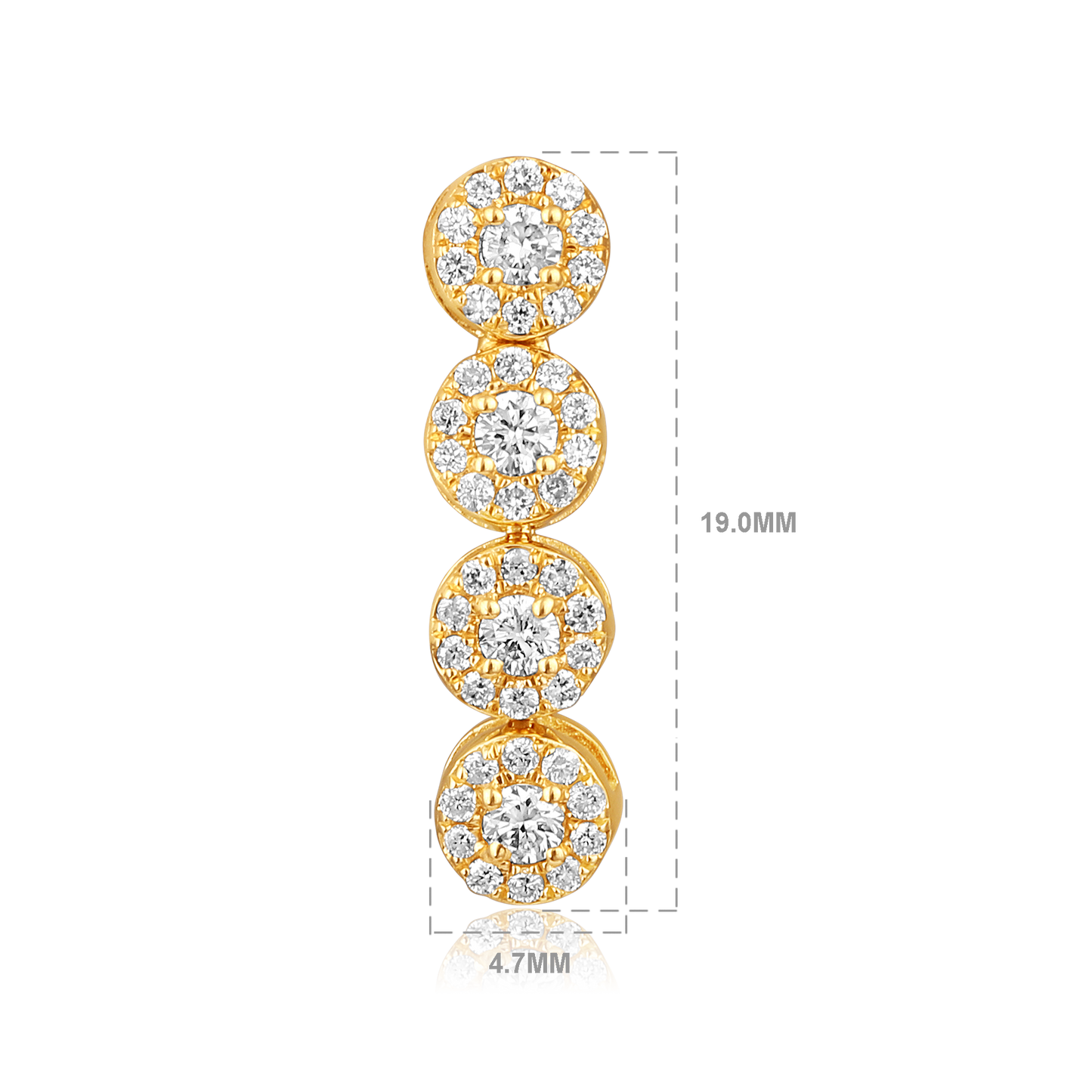 Solid Gold 0.6ct Natural Diamond Studded Long Halo Drop Dangle Earrings