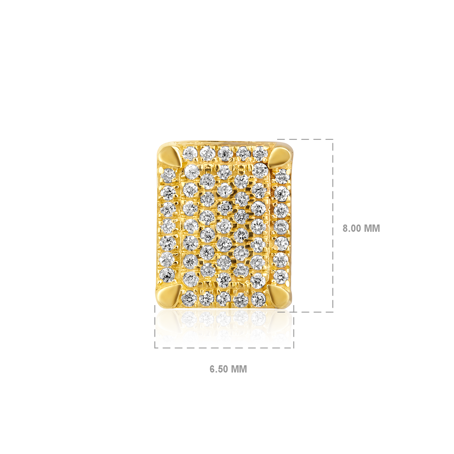 Solid Gold 0.2ct Natural Diamond Rectangle Halo Studded Stud Earrings
