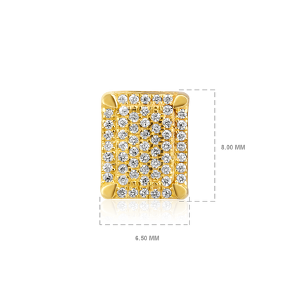 Solid Gold 0.2ct Natural Diamond Rectangle Halo Studded Stud Earrings