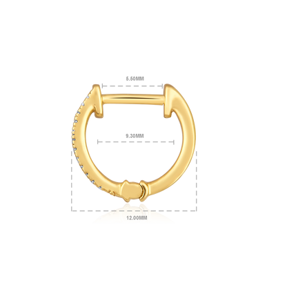 Solid Gold 0.11ct Natural Diamond 2 Row Twin Cage Huggie Earrings