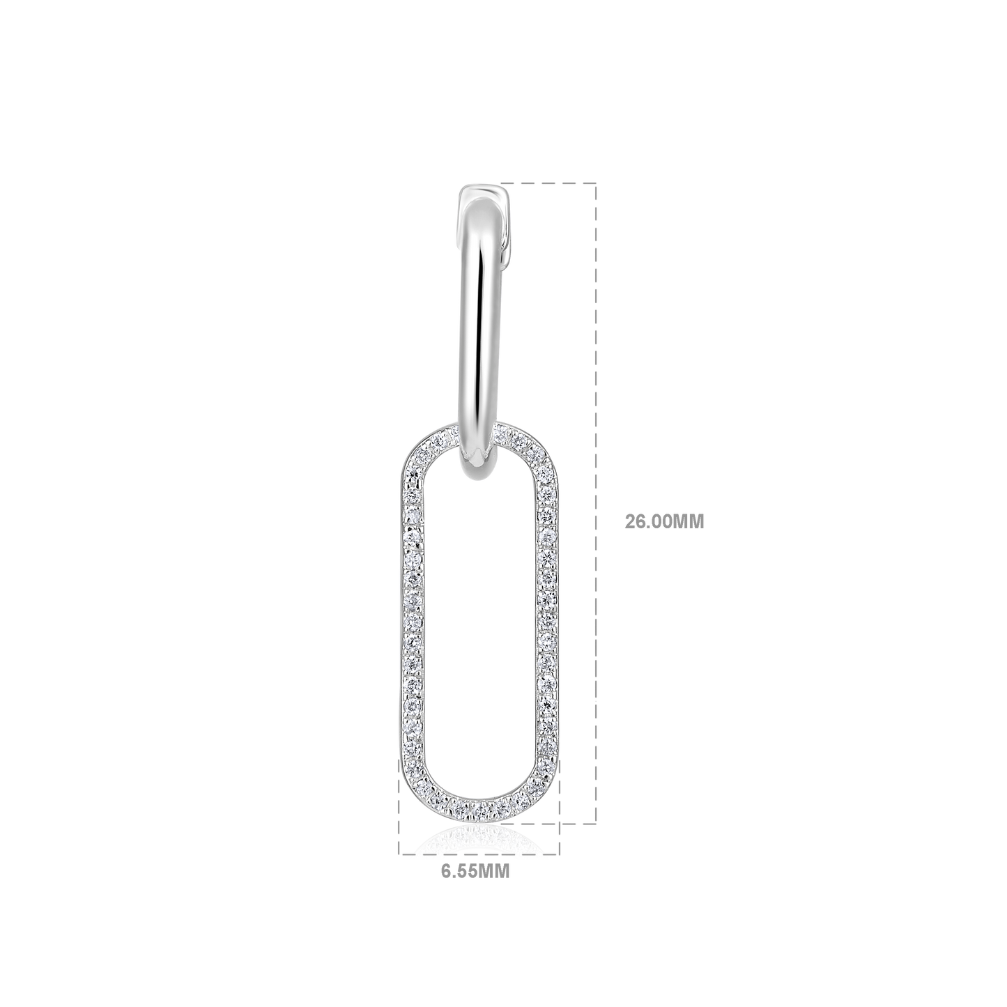 Solid Gold 0.14ct Natural Diamond Link Paperclip Drop Dangle Earrings