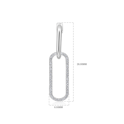 Solid Gold 0.14ct Natural Diamond Link Paperclip Drop Dangle Earrings