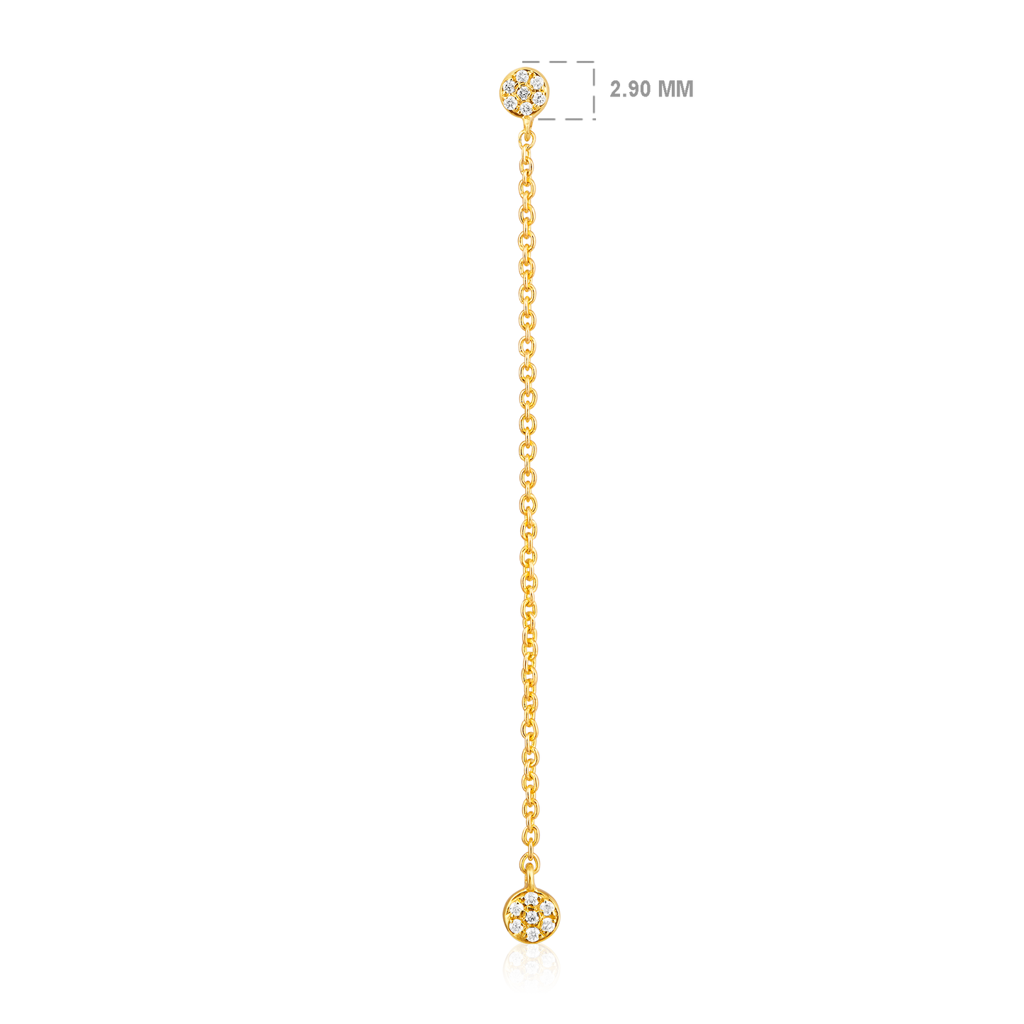 Solid Gold 0.1ct Natural Diamond Chain Drop Long Earrings